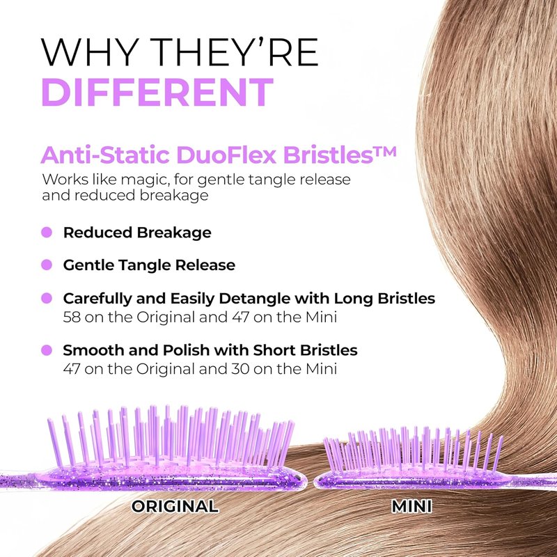 FHI Heat UNbrush Detangling Brush Combo Pack - Original & Mini for All Hair Types | DuoFlex Anti-Static Design