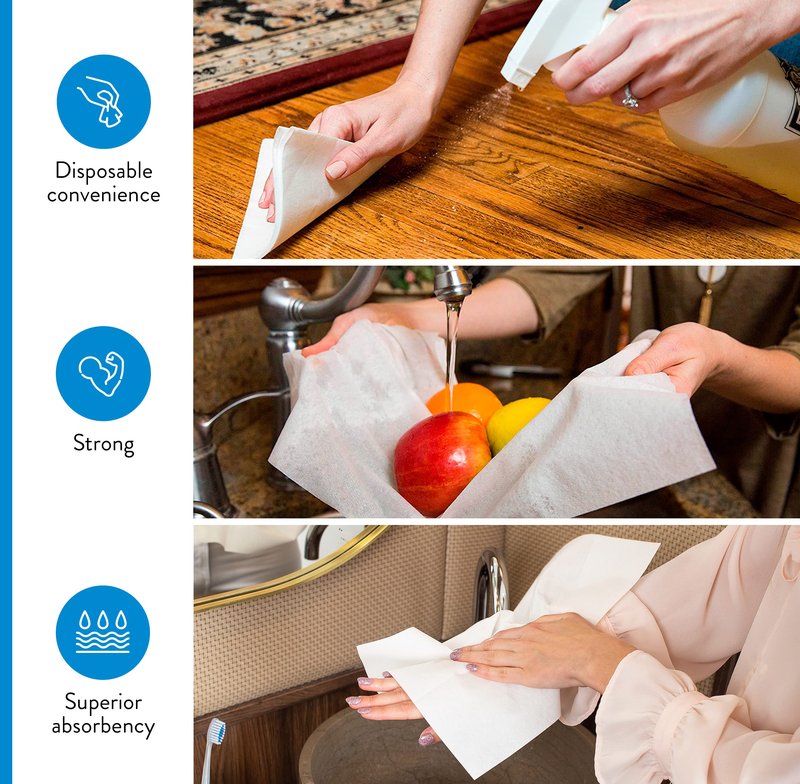 AH AMERICAN HOMESTEAD Disposable Napkins – Quilted Guest Towel Napkins, Soft Linen-Feel Guest Towels for Bathroom, Disposable Hand Towels for Kitchen & Entertaining, (White 15.5 x 8 in, 100 Count)
