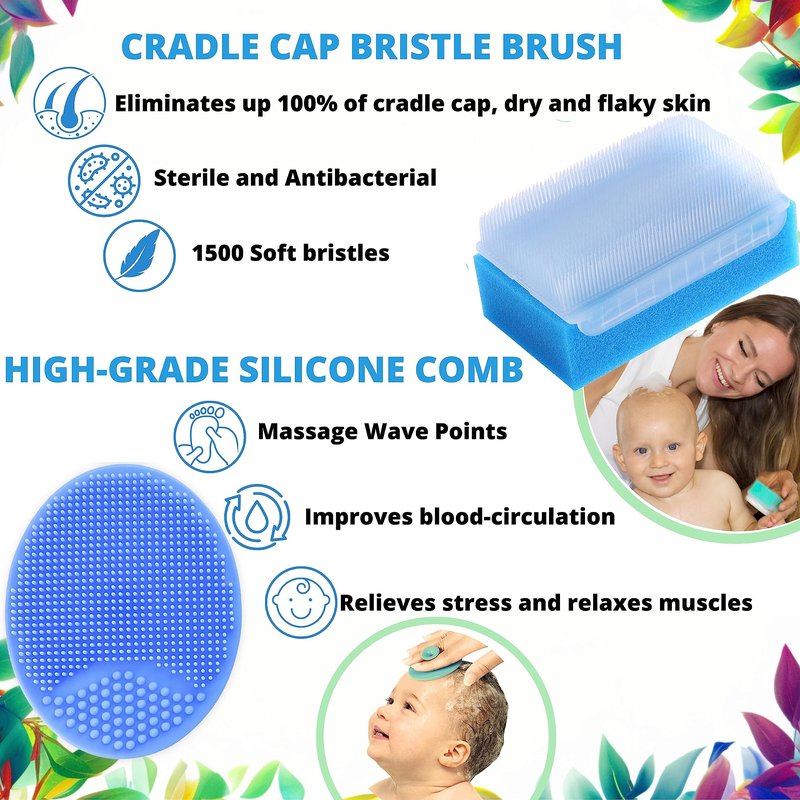Cradle Cap Brush for Babies - Baby Sponge for Bathing Newborn Bath Essentials | Cradle Cap Treatment | Baby Bath Sponges for Newborns (5-Pack)