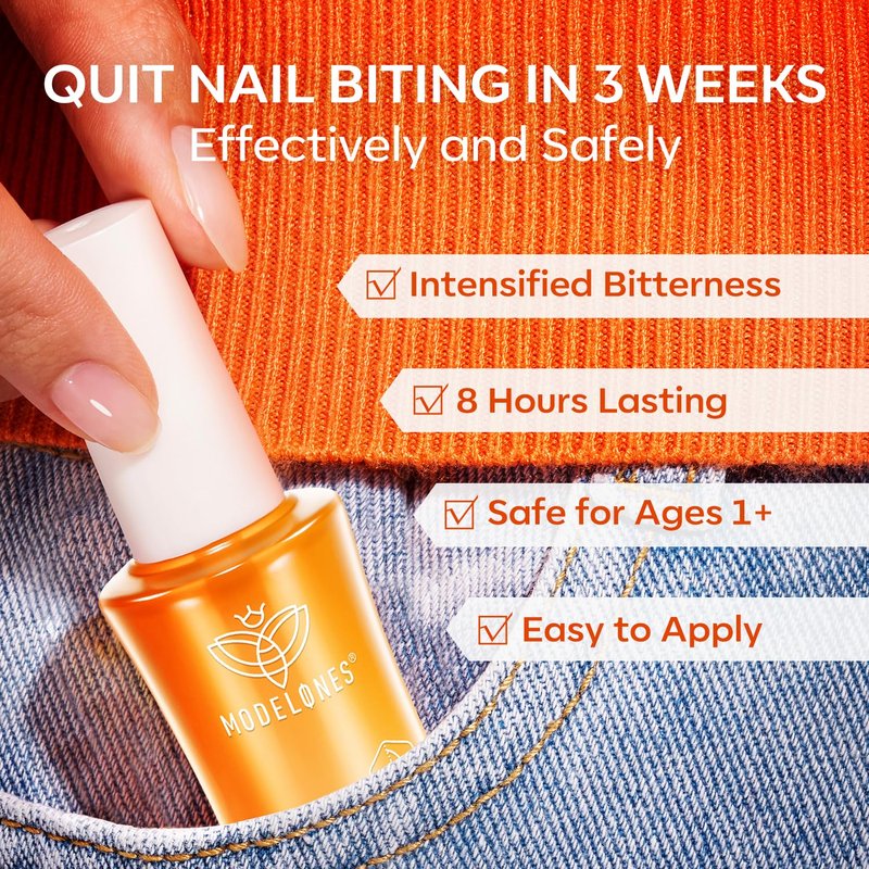modelones Nail Biting Prevention for Kids New Thumb Sucking Deterrent Bitter No Bite Nail Polish Stop Biting Nails Repair for Damged Nails Care 0.46 fl oz