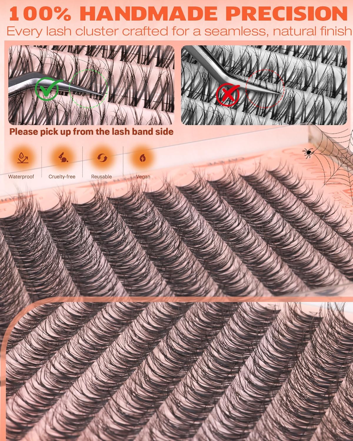 Spider Lash Clusters - Wispy Eyelash Extensions 8-16MM | Natural Fluffy DD Curl for DIY Beginners