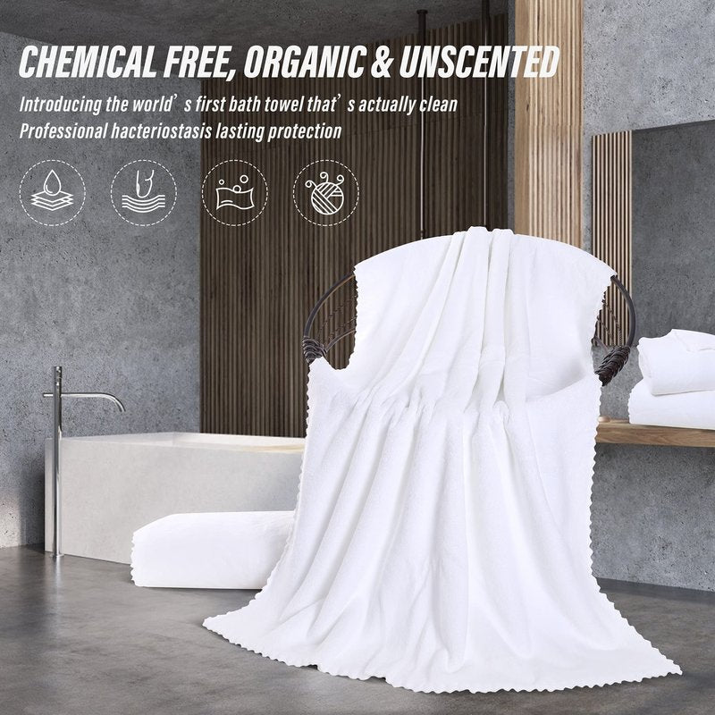 MOONQUEEN 2 Pack Premium Bath Towel Set - Quick Drying - Microfiber Coral Velvet Highly Absorbent Towels - Multipurpose Use as Bath Fitness, Bathroom, Shower, Sports, Yoga Towel (White)