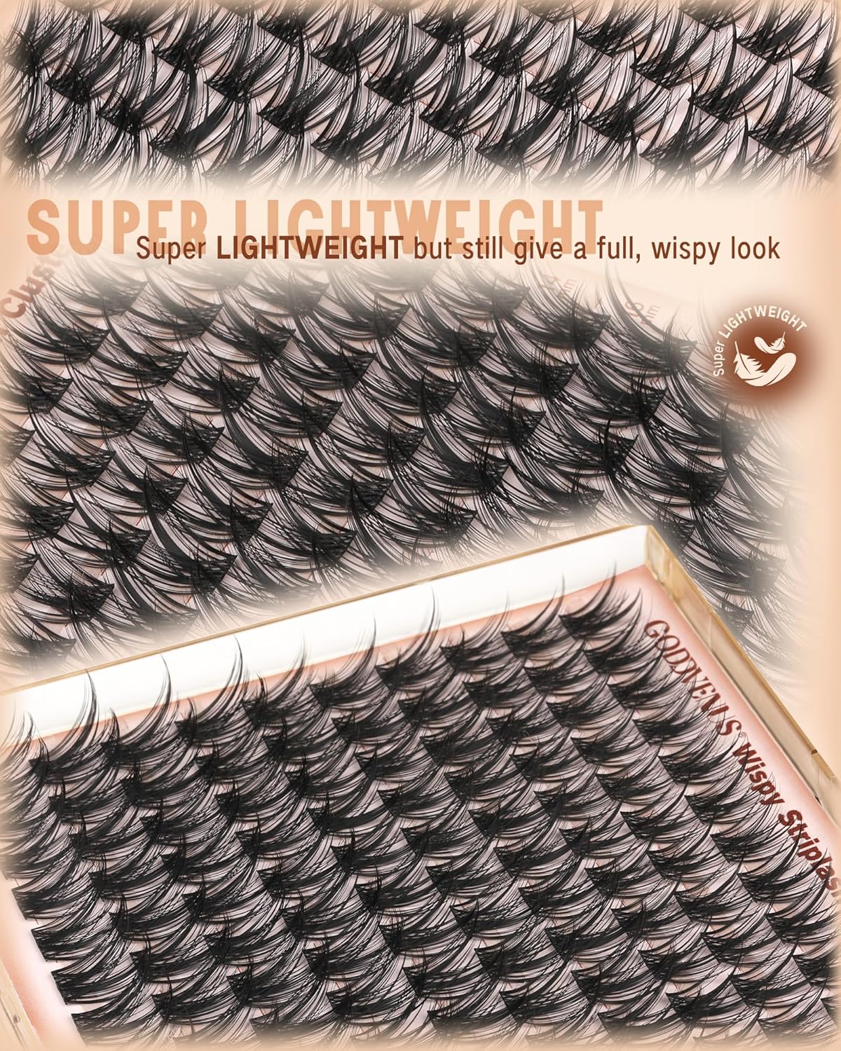 Wispy Lash Clusters - C Curl 12-14-16mm Natural Fluffy Eyelash Extensions | DIY Individual False Lashes