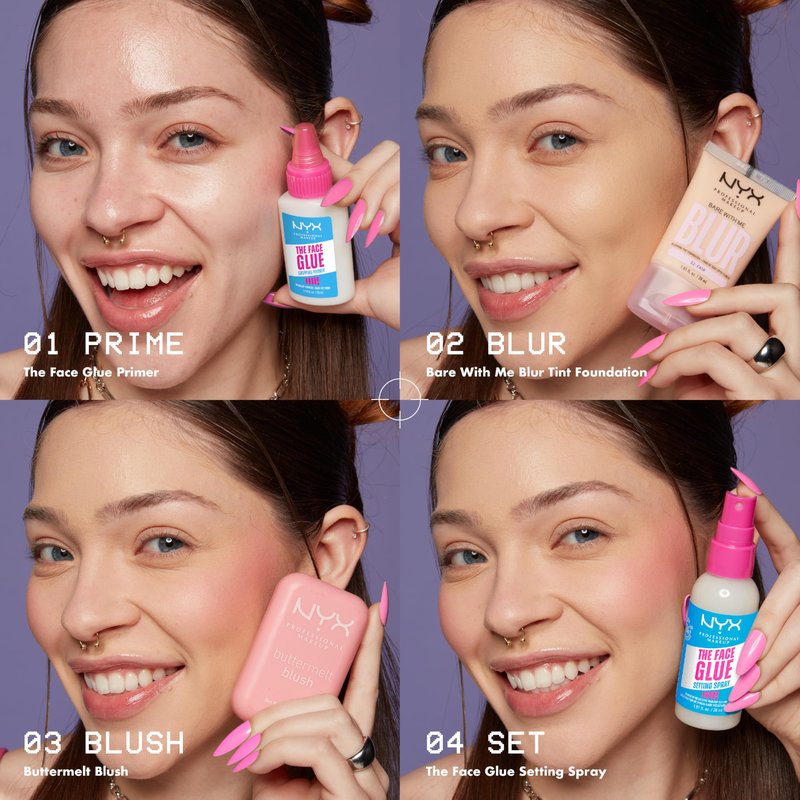 NYX PROFESSIONAL MAKEUP The Face Glue Setting Spray, Transfer-Resistant Waterproof Setting Spray, Up to 24HR Make Up Wear