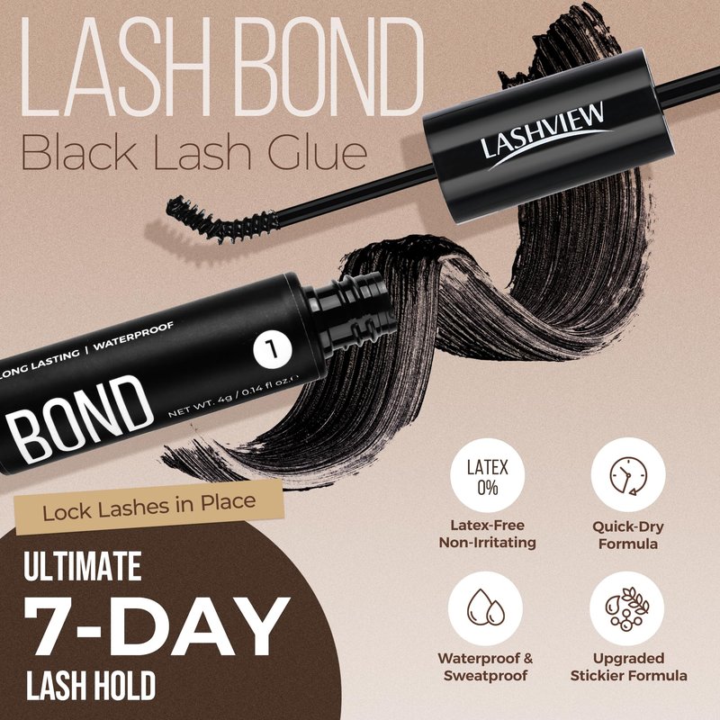 LASHVIEW Lash Bond and Seal Cluster Lash Glue for Sensitive Eyes, Super Strong Hold 7Day+ DIY Lash Extension Glue, Waterproof, Latex Free