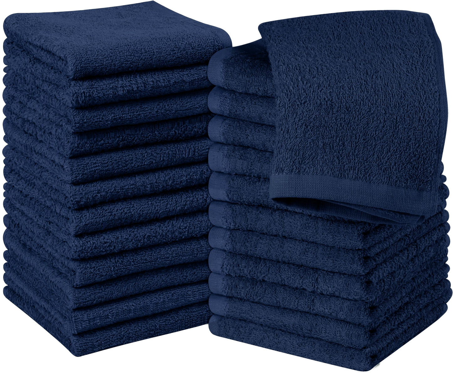 Utopia Towels 60 Pack Cotton Washcloths Set, 100% Ring Spun Cotton, Premium Flannel Face Cloths, Highly Absorbent and Soft Feel Fingertip Towels, Navy