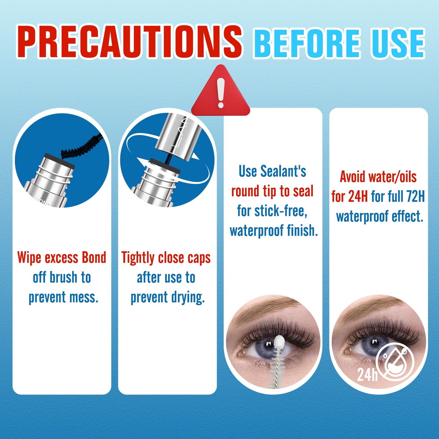 Waterproof Lash Cluster Glue for Shower/Washing/Swimming, 72H Long-Lasting Hold for Sensitive Eyes, Hypoallergenic Lash Bond and Seal for Eyelash Cluster DIY Lash Extensions, Beginner Friendly, LANKIZ