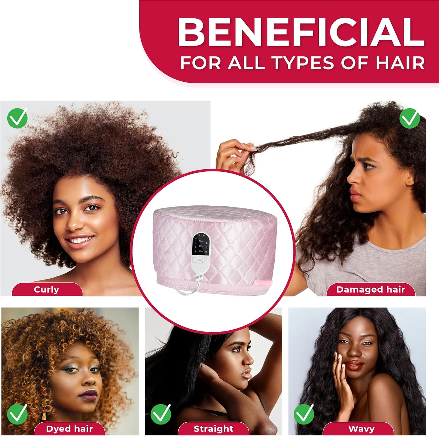 Thermal Steamer Cap for Deep Conditioning | 10-Level Heat for Natural Black Hair