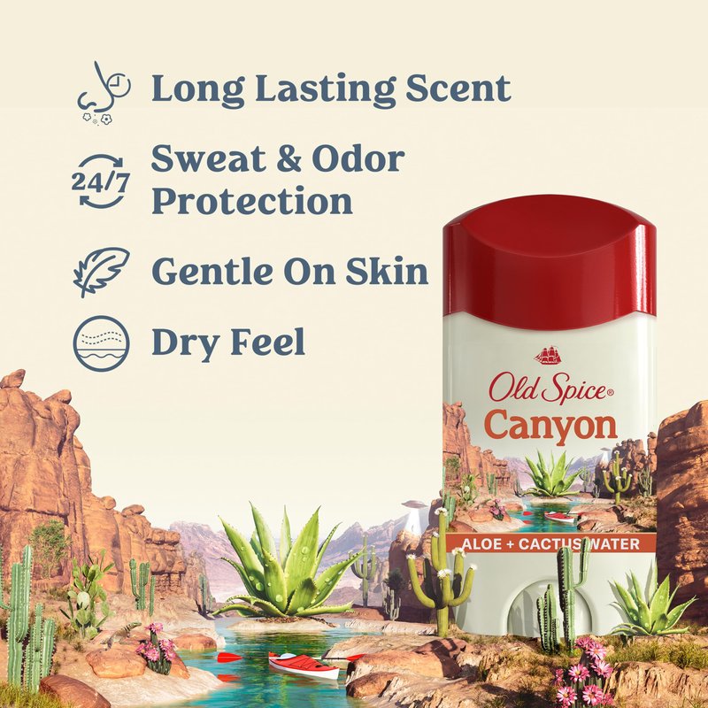 Old Spice Antiperspirant & Deodorant for Men, 24/7 Sweat & Odor Protection, 24/7 Freshness with Long Lasting Scent, Gentle on Skin, Dry Feel, Canyon with Aloe Scent, 2.6 oz (Pack of 3)