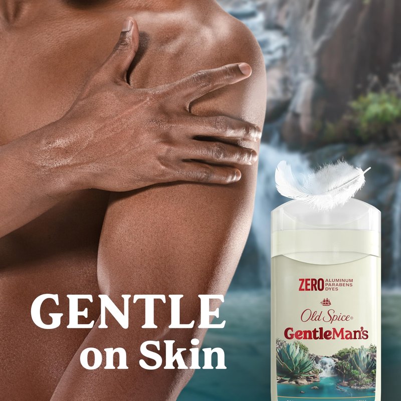 Old Spice GentleMan's Aluminum Free Dry Feel Deodorant for Men, 24/7 Lasting Freshness, Gentle on Skin with Skin Conditioners, Blue Agave + Fresh Waterfall Scent, 3.0 oz (Pack of 3)