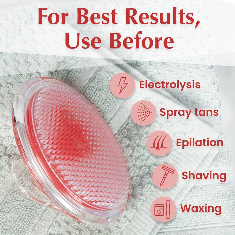 Dylonic Exfoliating Brush for Ingrown Hair and Razor Bump Prevention - Gentle Pre-Shave Exfoliator for Silky Smooth Skin on Face, Legs, Bikini Line - Orange, 4x3-Inch