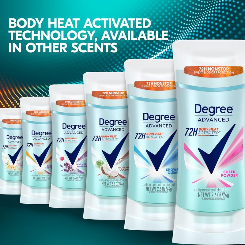 Degree Advanced Protection Antiperspirant Deodorant - Sheer Powder, 72-Hour Sweat & Odor Control, 2.6 oz (Pack of 2)