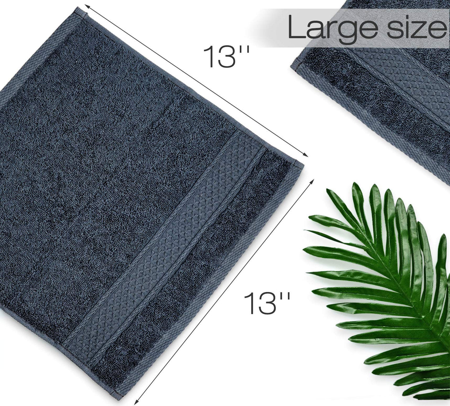 Cleanbear Extra Soft Wash Cloths Washcloths Set 6-Pack 13 x 13 Inches, Highly Absorbent Facecloths (Dark Gray)