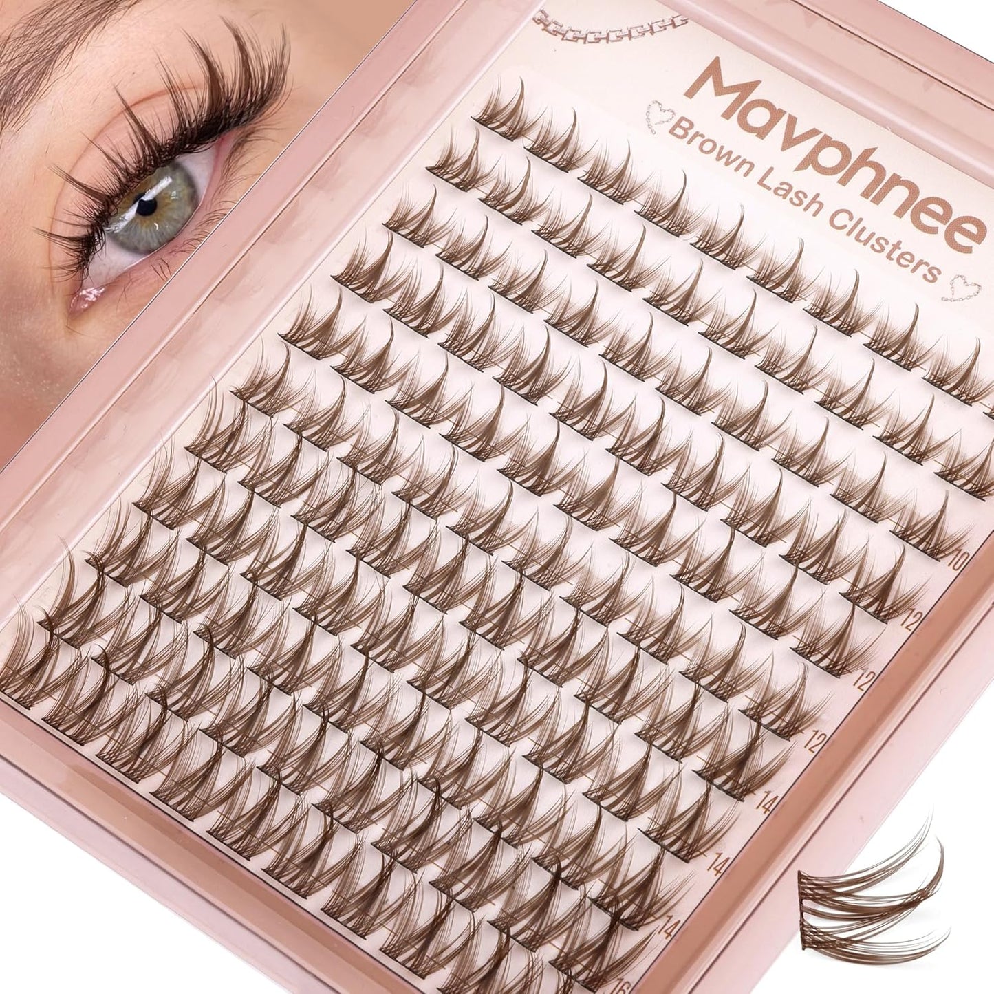 Spiky Brown Eyelash Clusters - Anime & Manga Style Individual Lashes | Wispy C-Curl 10-16MM