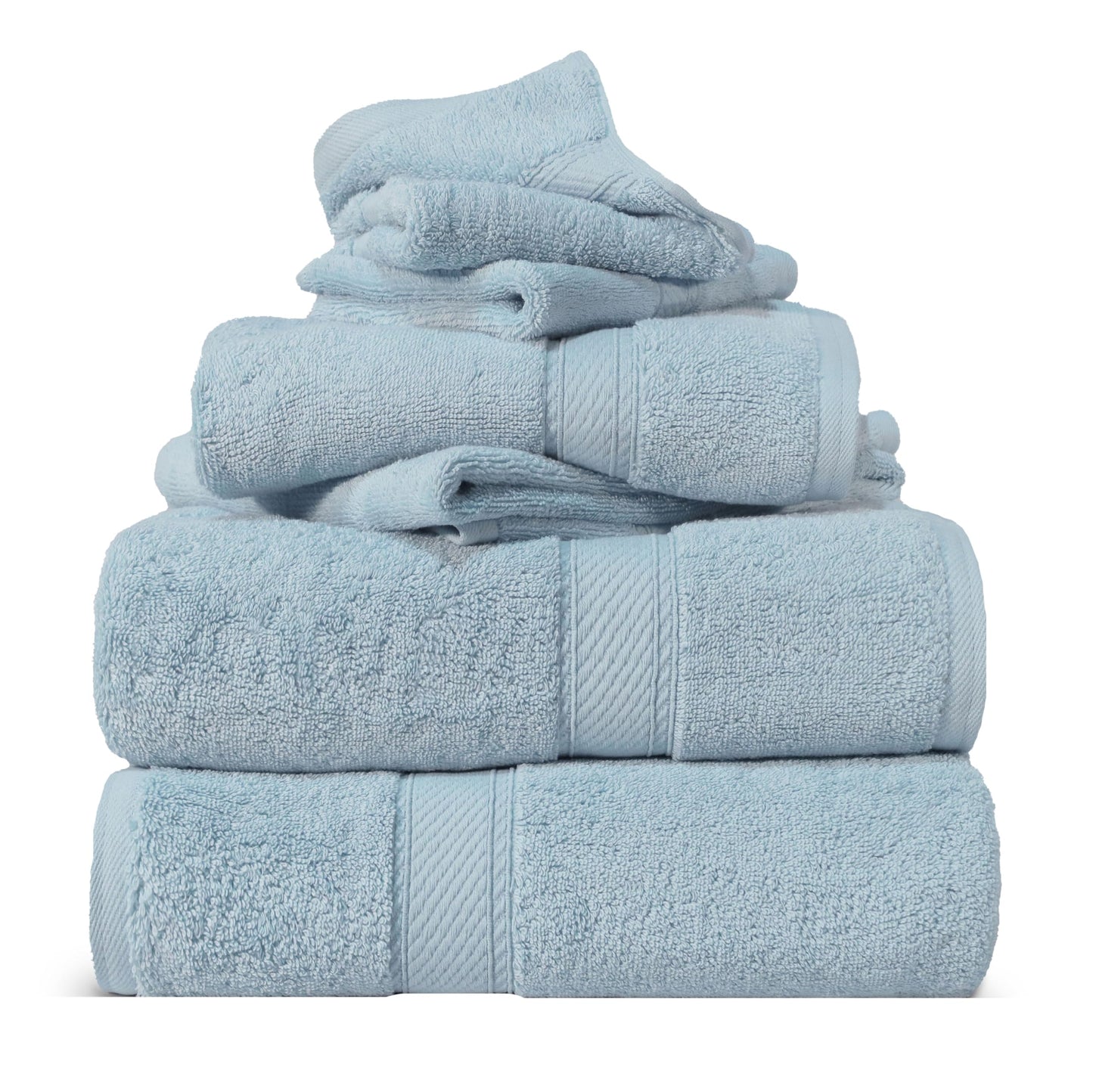 SUPERIOR Egyptian Cotton Ultra Plush & Absorbent, 6 Piece Set, Light Blue