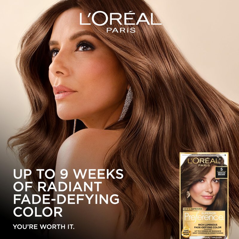 L'Oreal Paris Superior Preference Luminous Fade-Defying Permanent Hair Color, Hair Dye For Up to 9 Weeks of Radiance, Chic Auburn Brown 6AB, 1 Hair Dye Kit