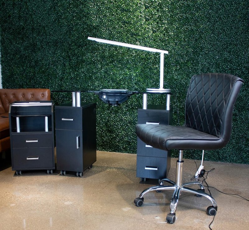 Skiennix Glass Glow Pedicure Trolley - Stylish Black Cart for Nail Salon Furniture & Equipment