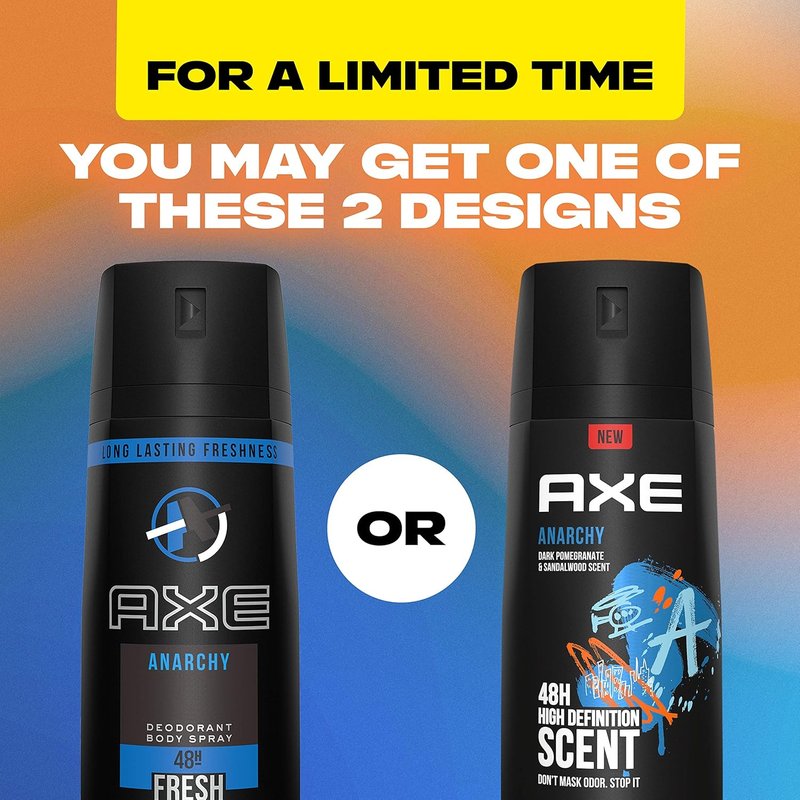 AXE Body Spray for Men - Anarchy Scent | 4 oz Size, Pack of 6 for Long-Lasting Freshness