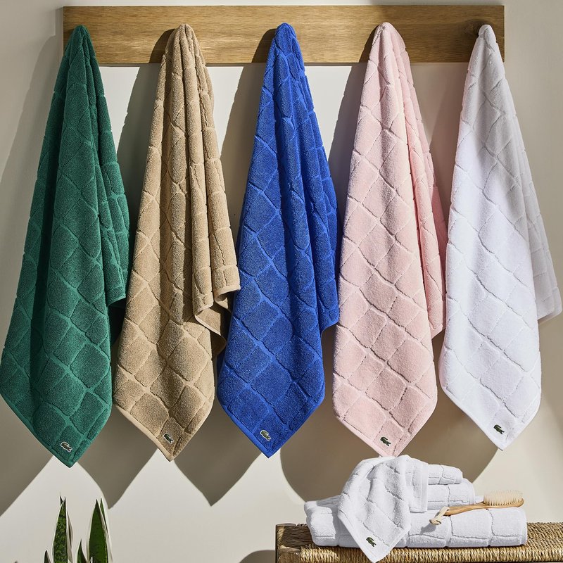 Lacoste Croc Scale 100% Cotton Towels – Highly Absorbent & Quick Drying, Premium Super Soft, Light Pink, 2 Bath Towels (30"x56"), 2 Hand Towels (16"x30"), 2 Washcloths (13"x13") 6PC Bath Towel Set