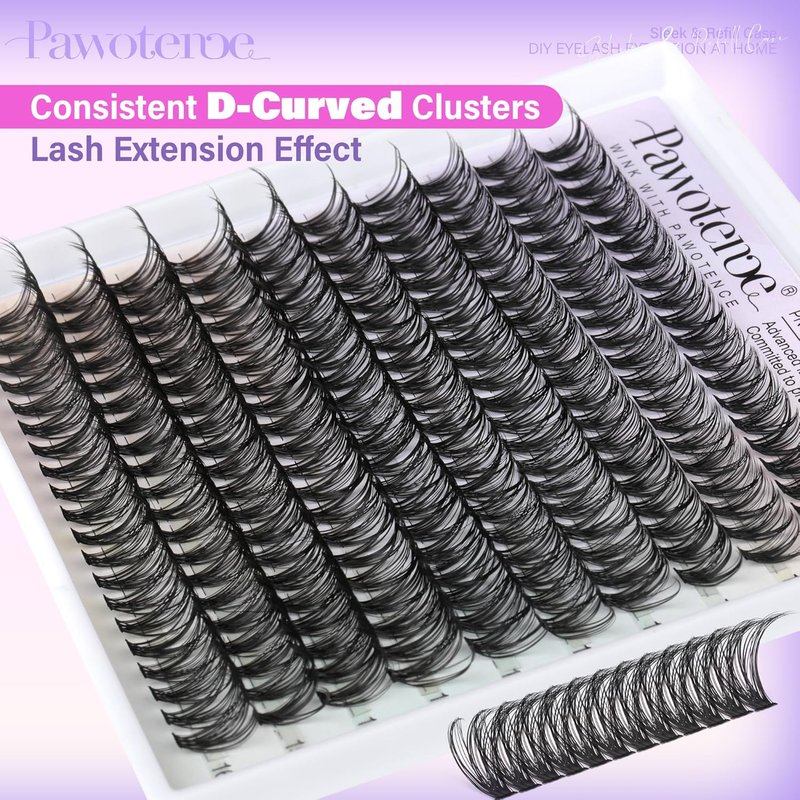 Pawotence Lash Clusters 200pcs Individual Lashes 30D Cluster Eyelash Extensions 11-16mm Eyelash Clusters Lash Extensions for Self Application (30D, 0.07D, 11-16mm Refill)