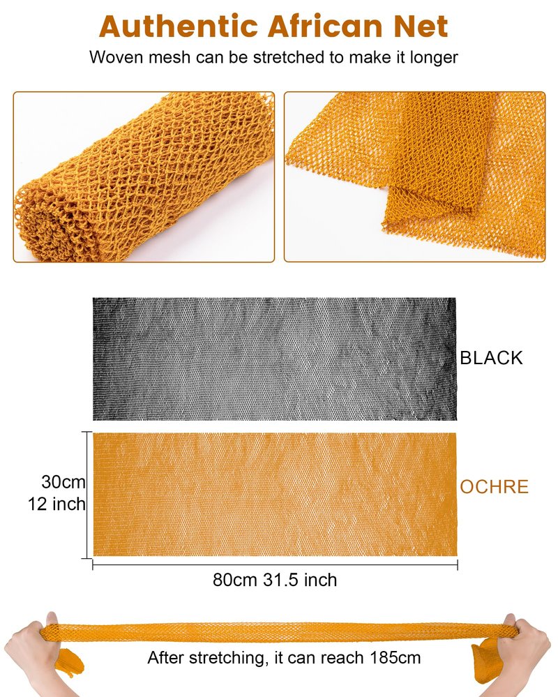 MTDLYICE African Net Sponge 2 Pack, Back Scrubber for Shower, XL 80CM Exfoliating Washcloth, African Net Sponge Authentic, Body Scrubber exfoliator Bath Accessories (Pink,Red)
