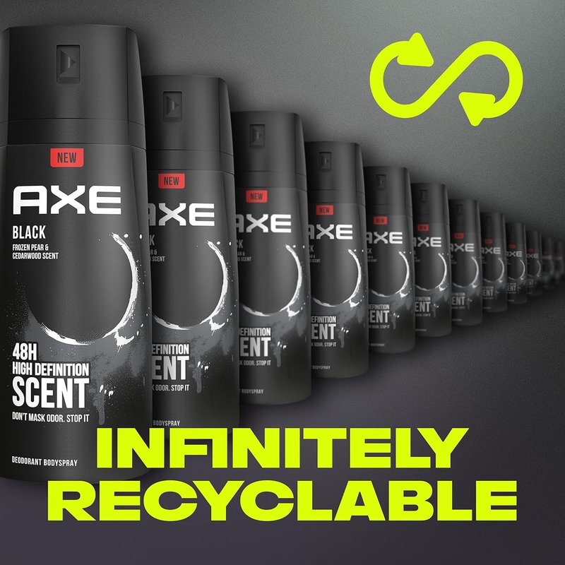 Axe Black Men's Body Spray - 48HR Odor Protection | Frozen Pear & Cedarwood, 4 oz (Pack of 4)