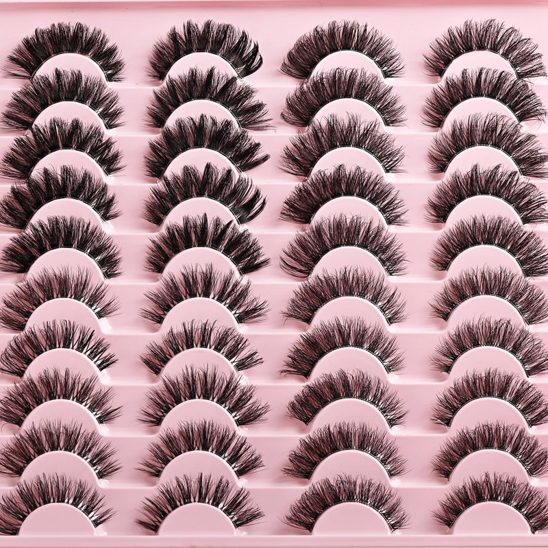 APCYUST Lashes Wispy False Eyelashes Strips 4 Styles Cat Eye Strip Lash Natural Looking Fake Mink Eyelash Pack Short Fluffy Full Lashes that Look Like Extensions Wispies Clear Band Pestañas Postizas