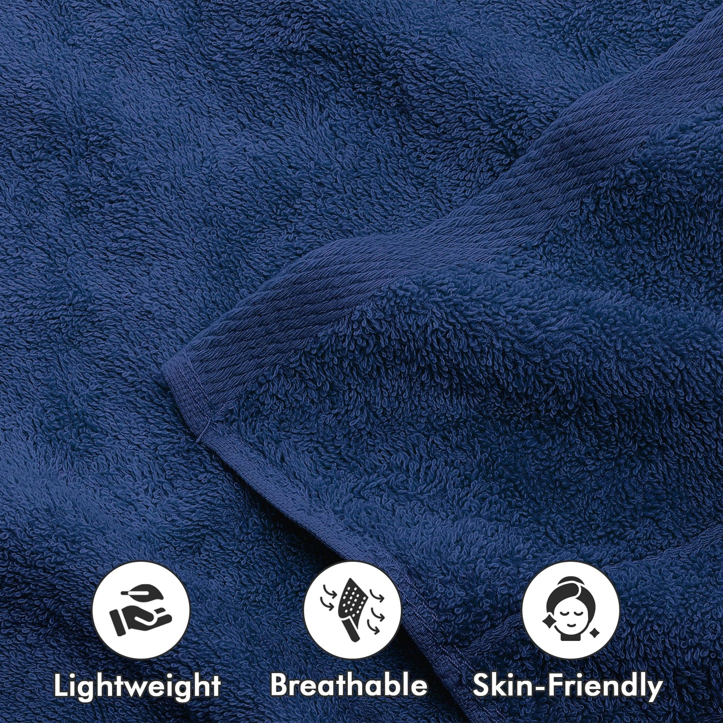 Novo Home 100% Cotton Hand Towels for Bathroom – Soft & Absorbent Towel Set– Pack of 6 Small Towel (34x20in) – Quick Dry Luxury Cotton Hand Towels – Royal Blue
