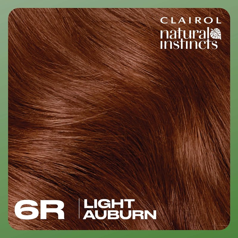 Clairol Natural Instincts Demi-Permanent Hair Dye, 6R Light Auburn | Ammonia‑Free, Vegan Hair Color with Coconut Oil & Aloe Vera | Pack of 3