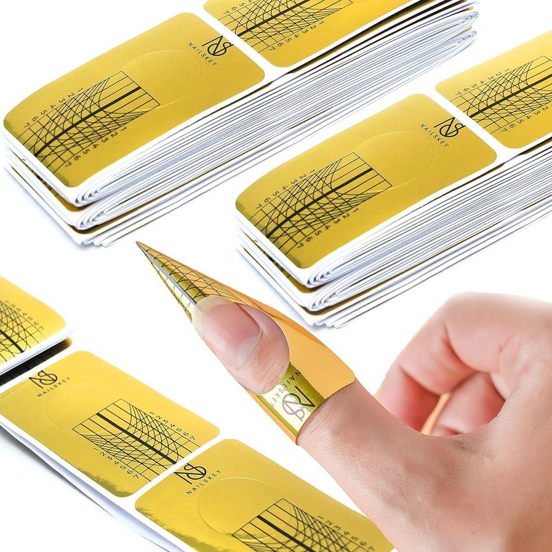 Nail Forms for Gel Builder - 100 Self-Adhesive Nail Extension Stickers | Acrylic & UV Gel Tip Sculpting Guide