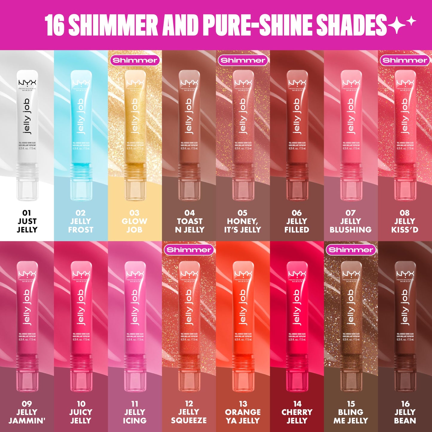 NYX PROFESSIONAL MAKEUP Jelly Job Lip Gloss, Lip Tint Gloss with Full-Bodied, Smoothing, and Hyper-Glossy Shine - Toast N' Jelly (Pale Nude)