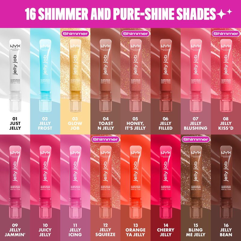 NYX PROFESSIONAL MAKEUP Jelly Job Lip Gloss, Lip Tint Gloss with Full-Bodied, Smoothing, and Hyper-Glossy Shine - Just Jelly (Clear)