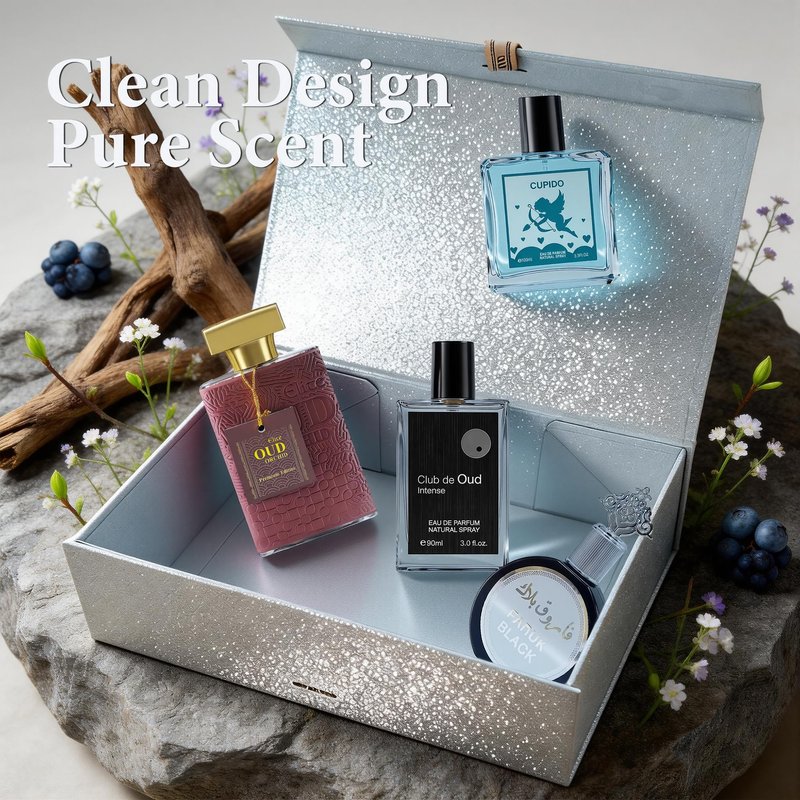 A CENTER Men's Cologne Gift Set 4 x 3.4 FL oz|Luxury perfume with Premium Presentation Box|Perfect Valentine's Day Gift for Him|Long Lasting Fragrance(FarukB&EliteBrown&Cupido&ClubDeOud)