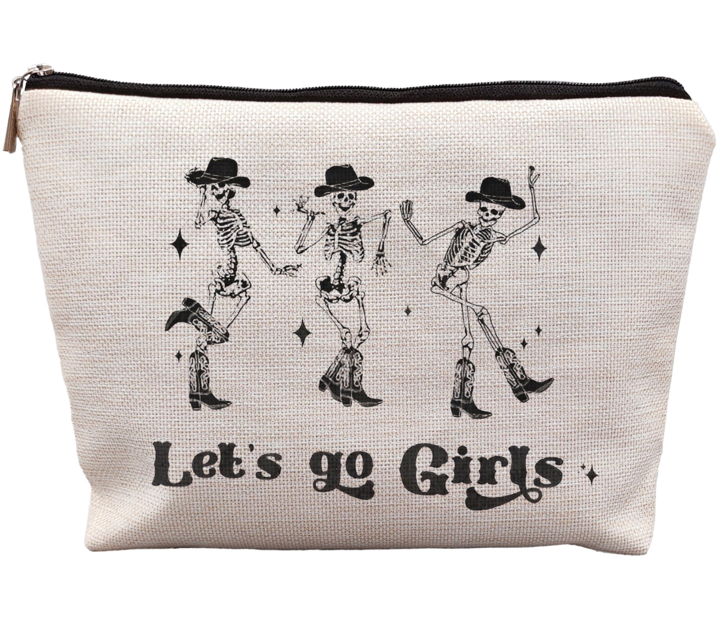 uinwk Western Makeup Bag, Skeleton Makeup Bag, Gothic Makeup Bag, Let's Go Girls Makeup Bag, Western Gifts For Cowgirls