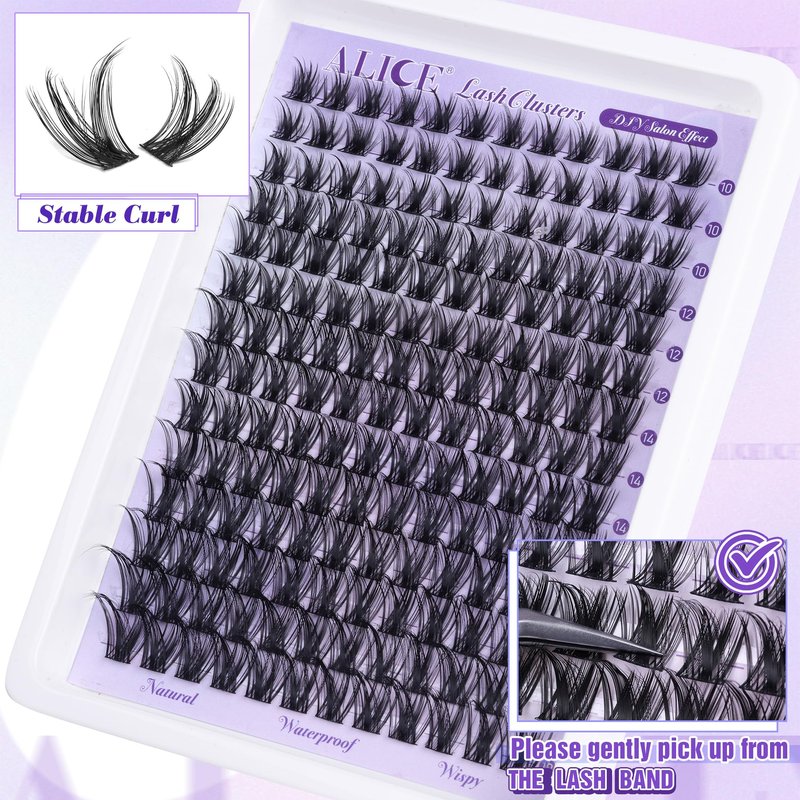 Lash Clusters Wispy Eyelash Extensions 168pcs Volume Individual Lashes 10-18mm Waterproof Natural DIY Lash Extensions Cluster Eyelash Extensions by ALICE