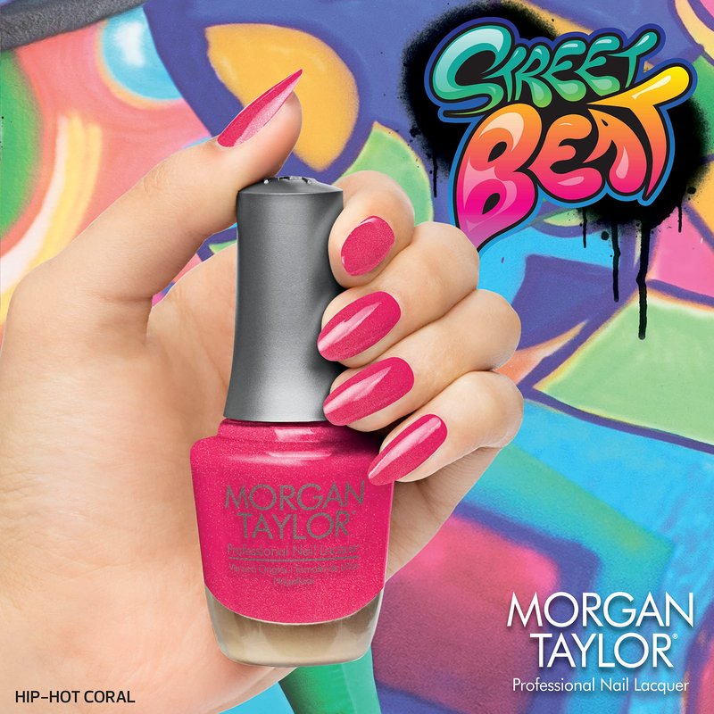 Morgan Taylor Nail Lacquer (Hip Hot Coral) Orange Professional Lacquer. Vibrant, Chip-Resistant, Fast-Drying, Long-Lasting, High-Shine Finish, Perfect for Manicures & Pedicure, 0.5 oz.