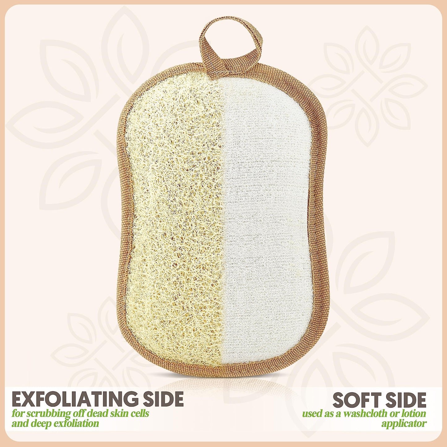 Almooni Premium Exfoliating Loofah Pad Body Scrubber, Made with Natural Egyptian Shower loofa Sponge- Bow Tie Shaped Loofah - 2 Count(1 Pack)