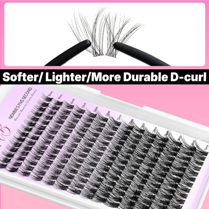 Lash Clusters Individual Eyelash Extensions - Thin Invisible Band | DIY Wispy False Eyelashes 8-16mm Mixed Length