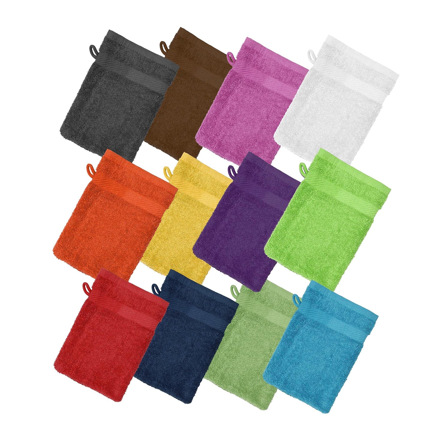 ZUPERIA Premium Bath Mitts - Pack of 6 (6 x 9 Inches) - 100% Cotton European Style Washcloths with Loop - Super Soft and Absorbant Bath Washcloths (Grey/White, 12 Pack)