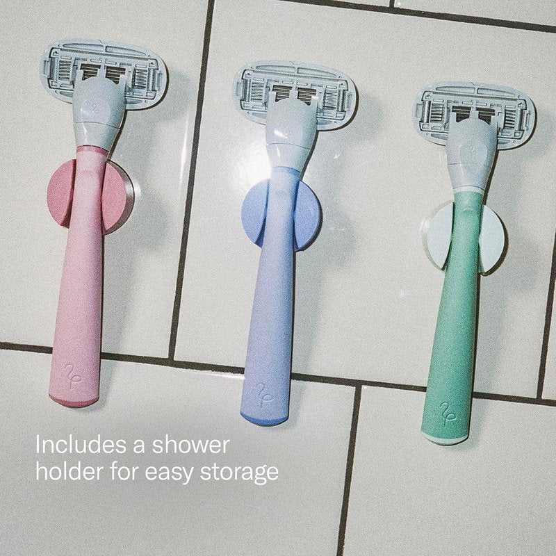 Flamingo Shaving Razor Set for Women - Lilac Razor Handle with 2 Blade Refills & Foaming Gel