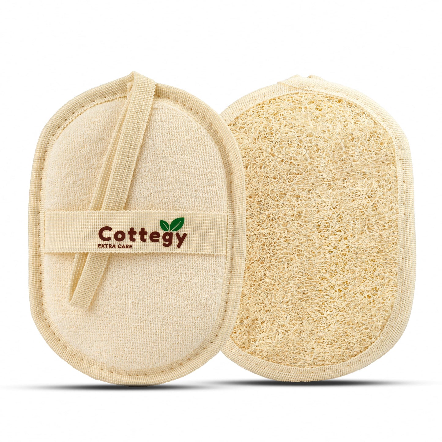 Cottegy Egyptian Loofah Exfoliating Scrubber - Natural Loofah Exfoliating Body Scrubber - 1 Count (Pack of 2) | Eco-Friendly Bath & Shower Sponge for Face & Body | 100% Natural, Ideal for Men & Women