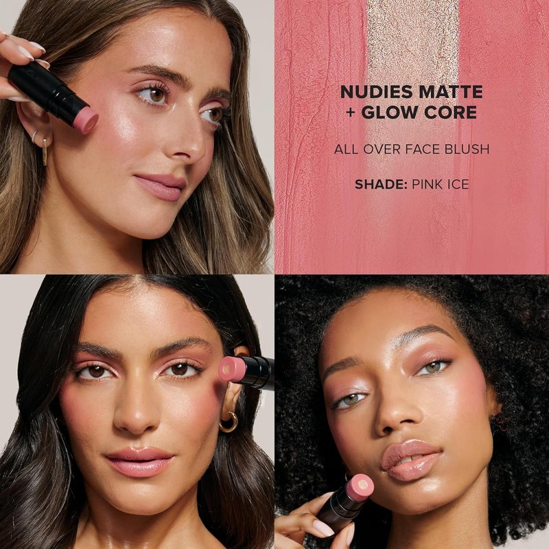 Nudestix Nudies Matte + Glow Core - Dual-Core Cream Blush Stick for Cheeks, Eyes & Lips | Hydrating with Ceramides & Peptides