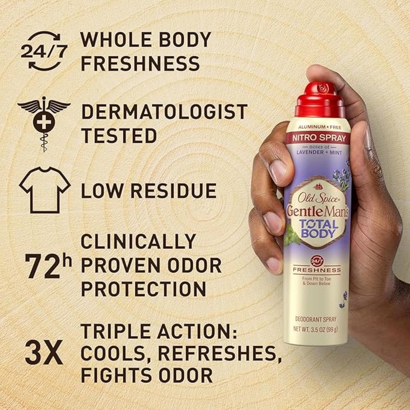 Old Spice Whole Body Deodorant - Lavender + Mint, Aluminum-Free, 24/7 Freshness | 3.5 oz (Pack of 3)