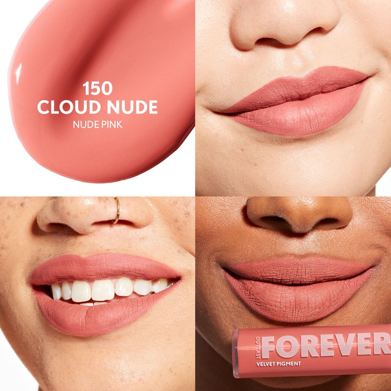 CoverGirl Outlast Forever Velvet Pigment, 150 Cloud Nude, Matte Lipstick, Vegan Formula, Easy to Use, Glides on Effortlessly, Long-Lasting, Perfect Color, 0.30oz