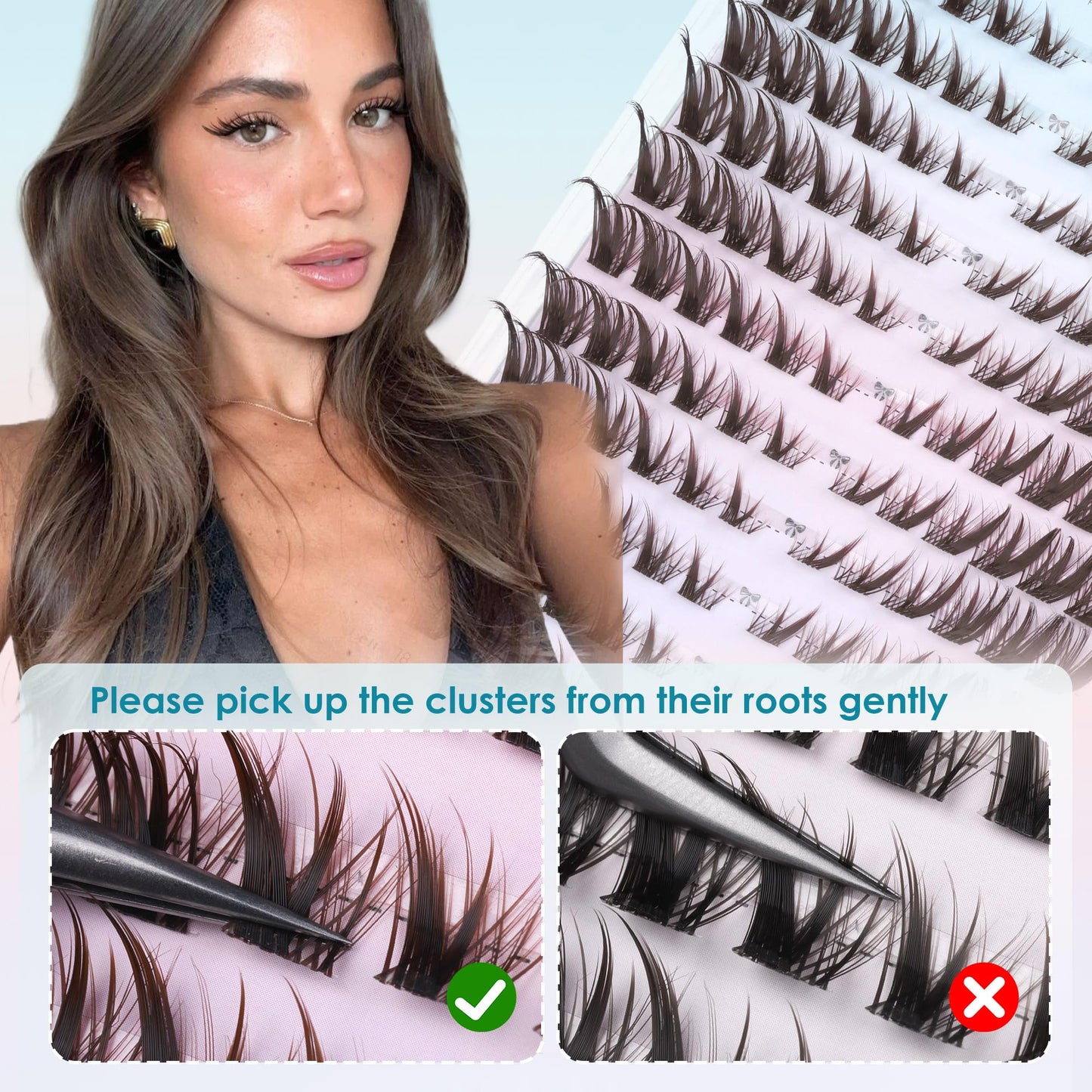 Winifred Brown Lash Clusters Pre-Mapped Cat Eye Lashes Manga Cluster Eyelash Extensions Fox Eye Lash Clusters Anime Lashes Fairy Eyelash Cluster Left&Right Individual Lashes