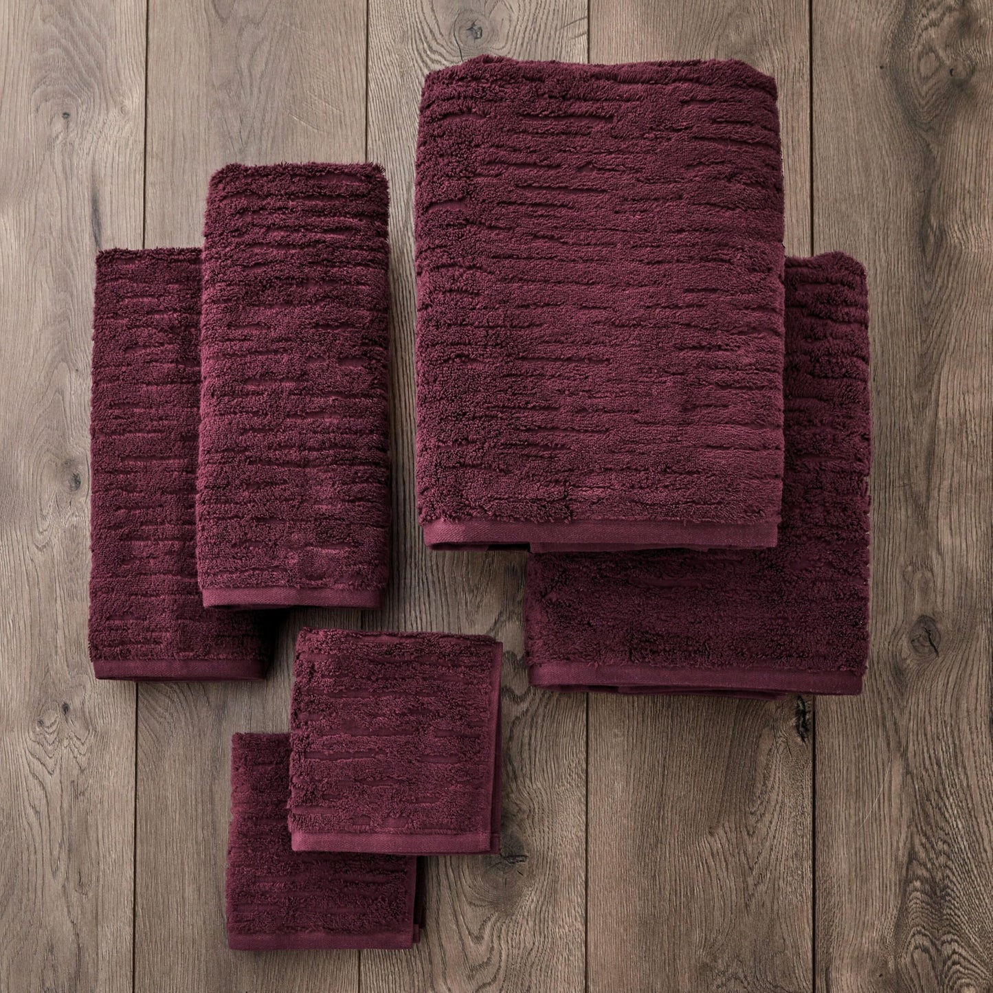 SKL Home CloudSoft 100% Cotton Luxury 6-Piece Towel Set, 600 GSM, Ultra Plush & Absorbent - 2 Bath Towels, 2 Hand Towels, 2 Washcloths, Bordeaux
