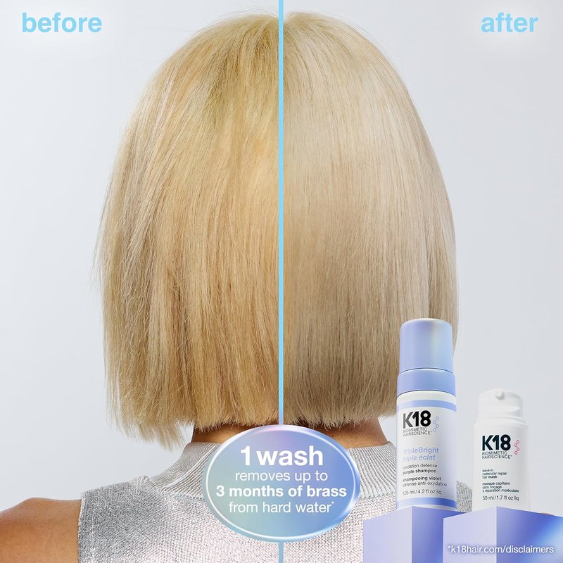 K18 TripleBright Purple Shampoo - Oxidation Defense for Brighter, Longer-Lasting Blonde | 4.2 Fl Oz