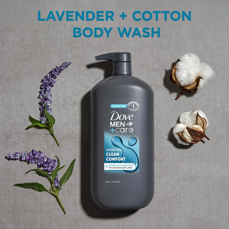 DOVE MEN + CARE Hydrating Body & Face Wash - 24-Hour Nourishing Micromoisture Technology | 30 oz