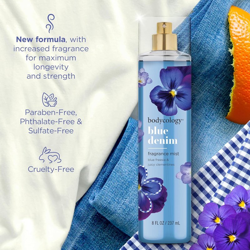 Long-Lasting Fragrance Body Mist - Blue Denim Scent, 8 fl oz | Pack of 2