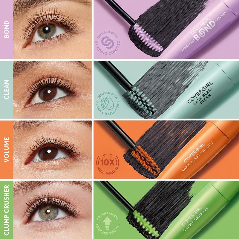 COVERGIRL Lash Blast Bond Volume Mascara - 805 - Black, Bonding Complex to Condition & Nourish Lashes, Smudge-Proof, Clump-Free, Volumizing, Vegan Formula